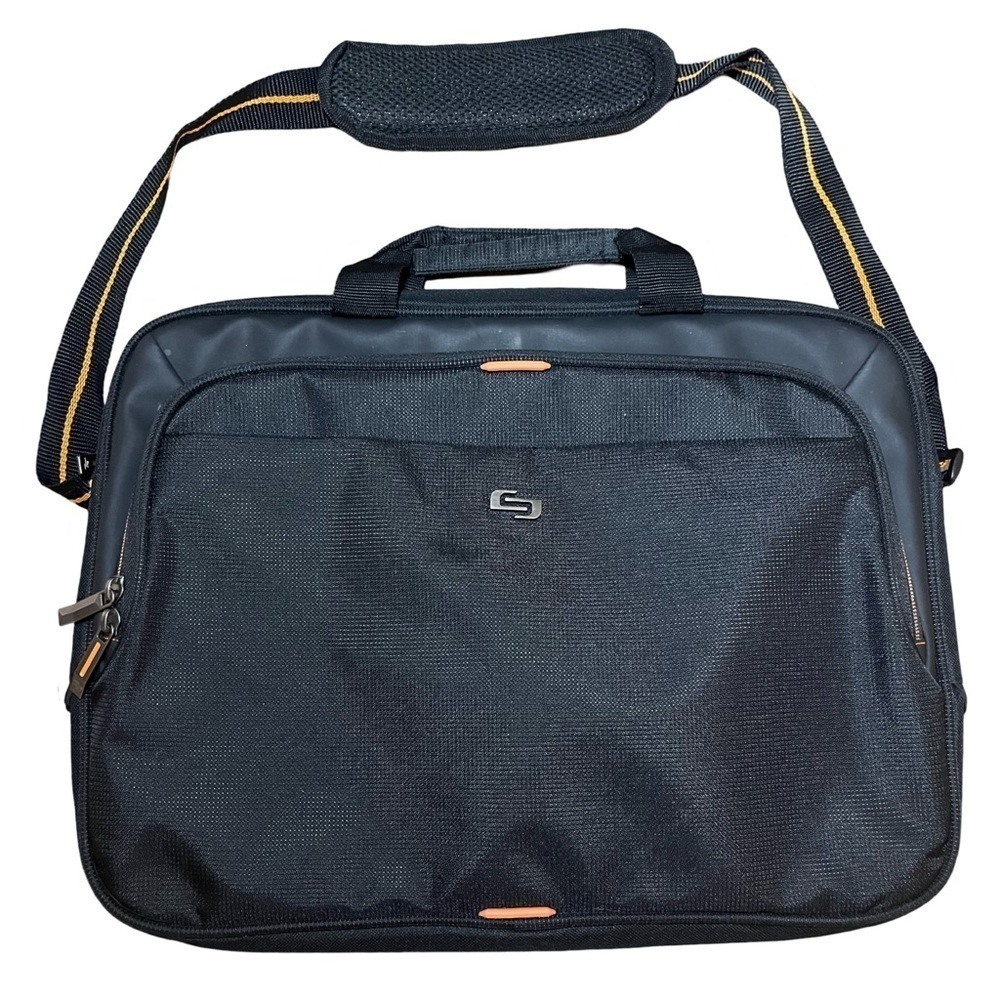 Solo New York Ace Slim 15.6” Laptop Briefcase Black/Orange, NWOT